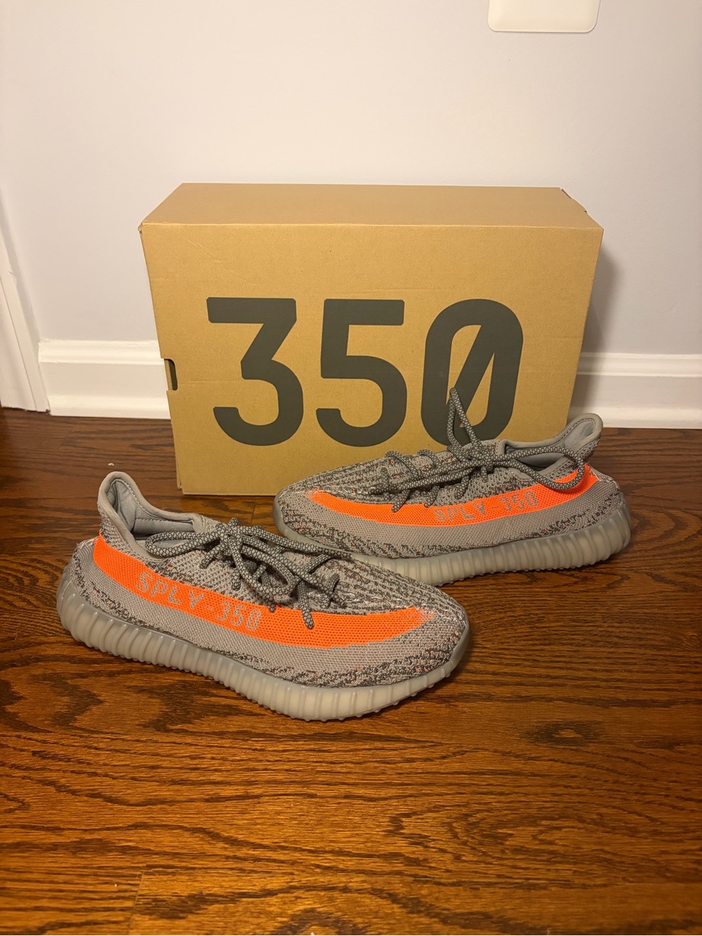 adidas Yeezy Boost 350 V2 Grey with Orange Stripe - Men